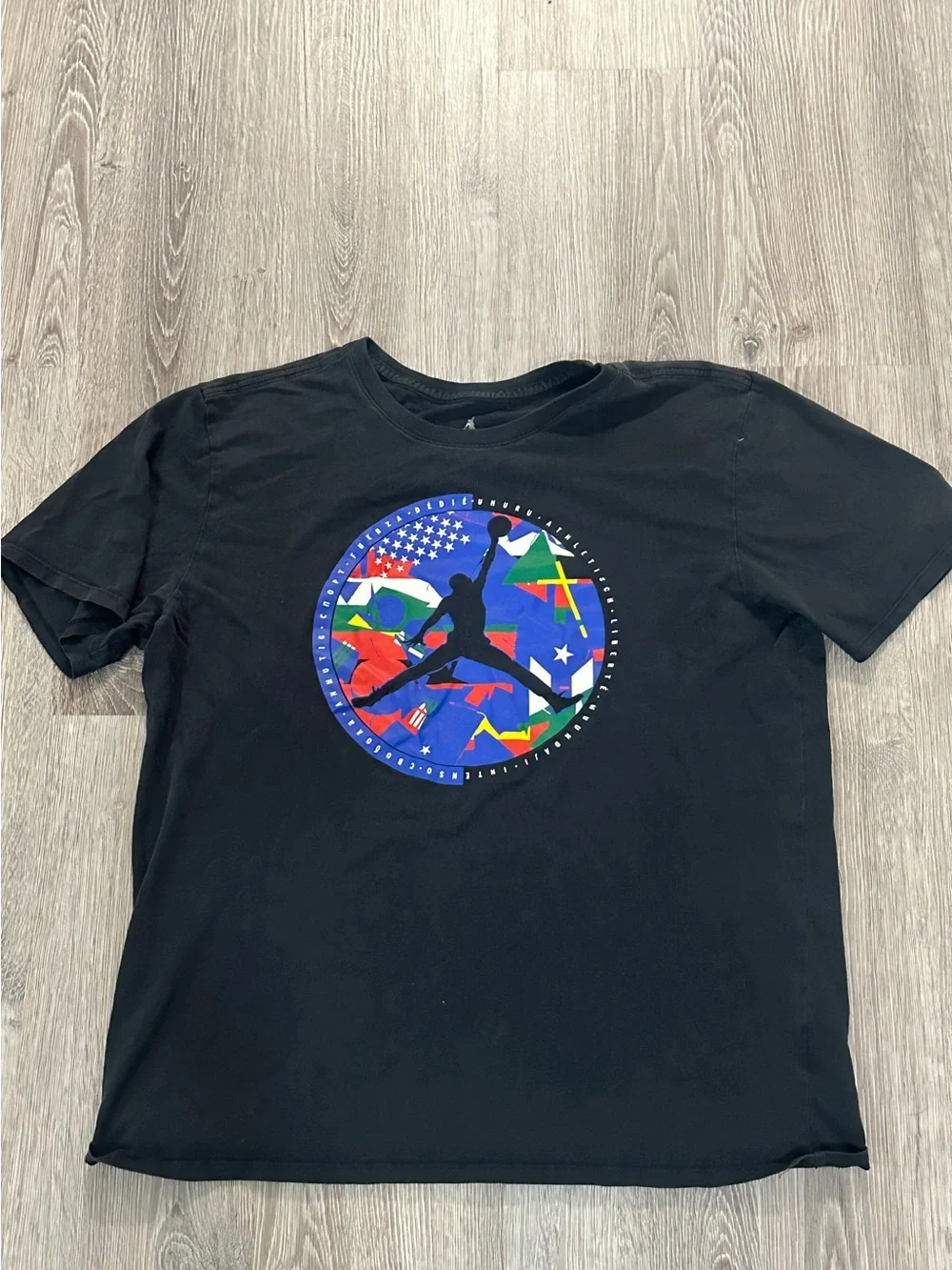 Black Jordan Jumpman Graphic Tee - Multicolor Logo Sz XL